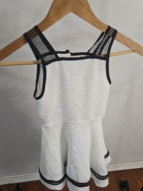 Badgley Mischka White Dress with Black Trim - Girls Formal